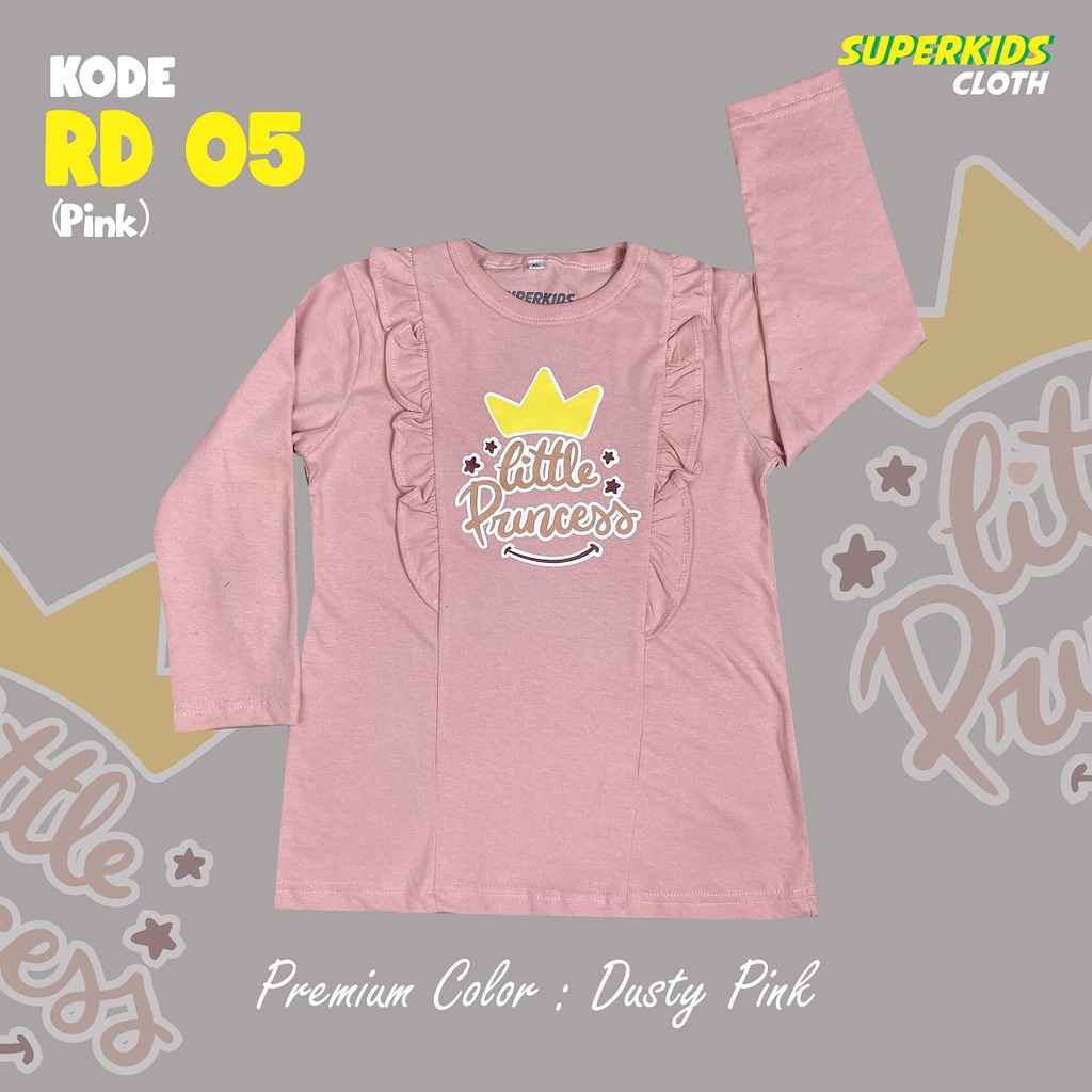 BAJU ANAK PEREMPUAN / KAOS ANAK PEREMPUAN / PAKAIAN ANAK CEWEK KAOS ANAK CEWEK LENGAN PANJANG VARIASI RAMPEL RUFFLE ECER GROSIR BRAND SUPERKSIDCLOTH 1 - 11 TAHUN