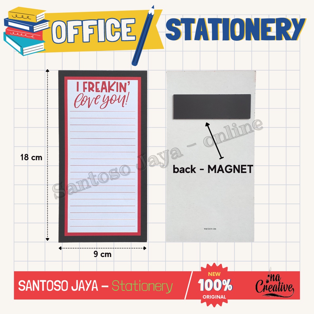 

Memo Notes INA Magnetik Listpad 18x9cm - Memo Magnet Tempel Kulkas