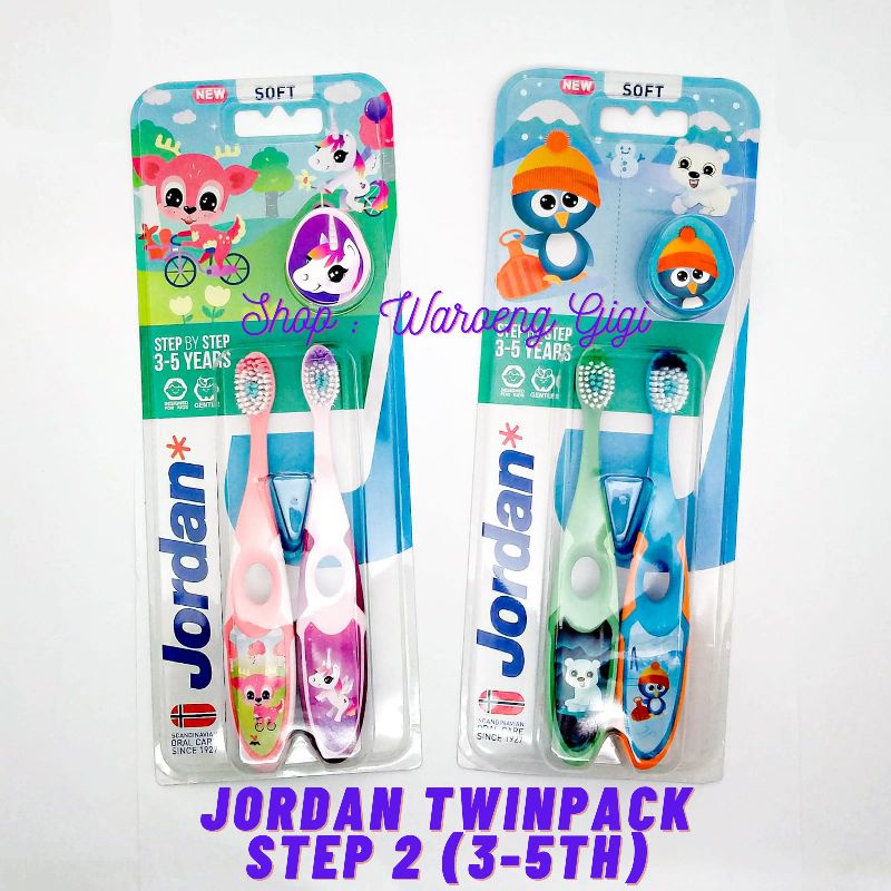 Sikat Gigi Jordan Twinpack Twin Pack Step 2 untuk 3-5tahun