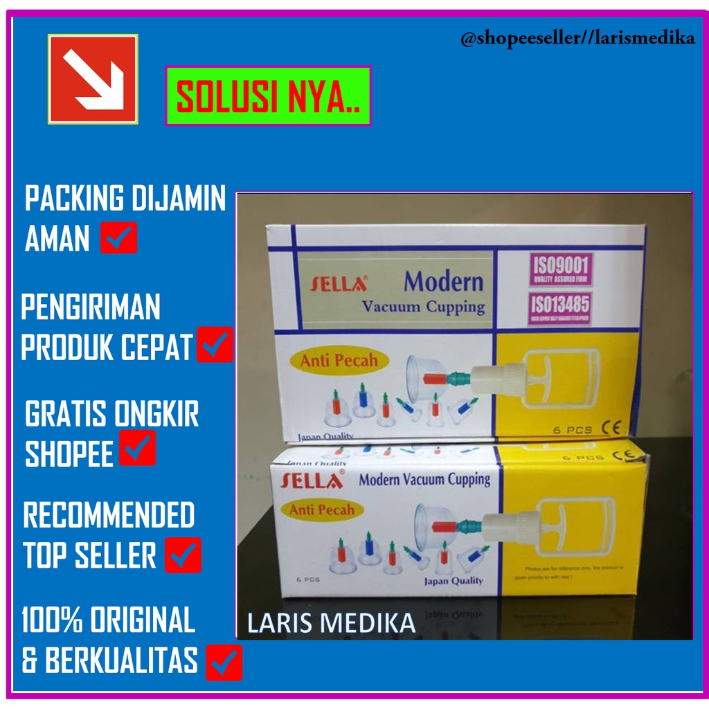 ALAT BEKAM SELLA ISI 6 ORIGINAL / BEKAM SELLA 6 / KOP ANGIN BEKAM / ALAT BEKAM MURAH / CUPPING BEKAM ALAT BEKAM KOP ANGIN 6 PCS PULL OUT AVACUUM APPARATUS