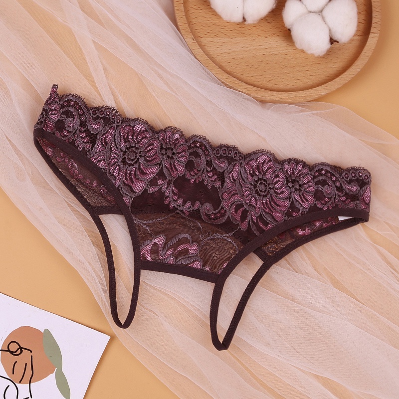 Buka Celana Dalam Wanita Renda transparan Bunga-Bunga Thong Lingerie Seksi 3C087