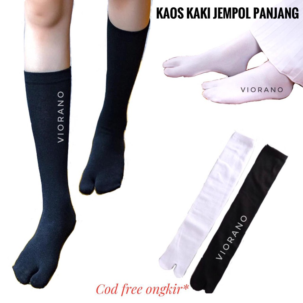 Kaos Kaki Panjang Jempol Jumbo XL Polos Unisex Hitam Putih / Kaus Kaki Sekolah Jempol Panjang Wanita Pria Kaos Kaki Jumbo Muslimah Selutut