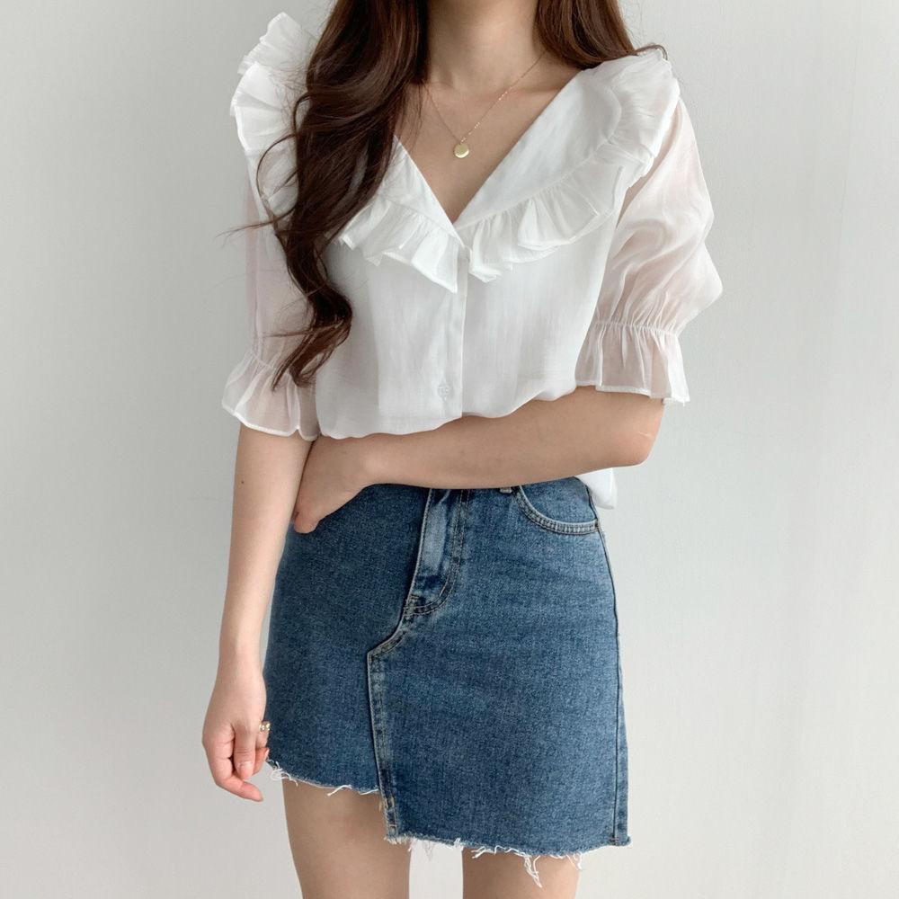 Ios Shop - Nora Blouse Wanita Atasan Kerah Renda Kantor Korean Kekinian Ramadhan Muslim Hijab OOTD Lebaran Ramadan Korea Casual-5