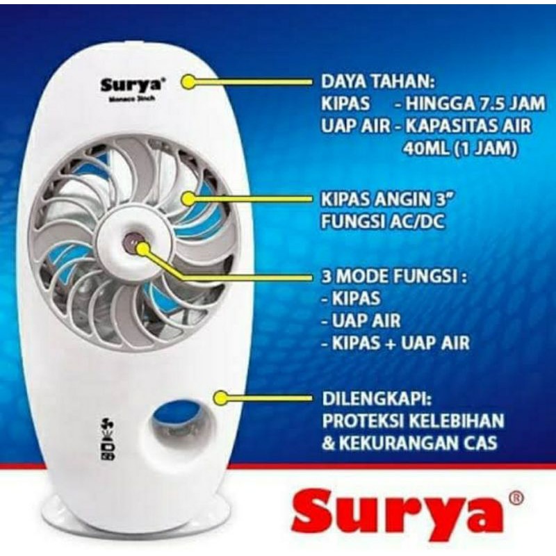 Kipas Angin + Uap Air Mini 3&quot; Portabel / Mini Fan with Air Cooler Misty Merek SURYA SDR 61