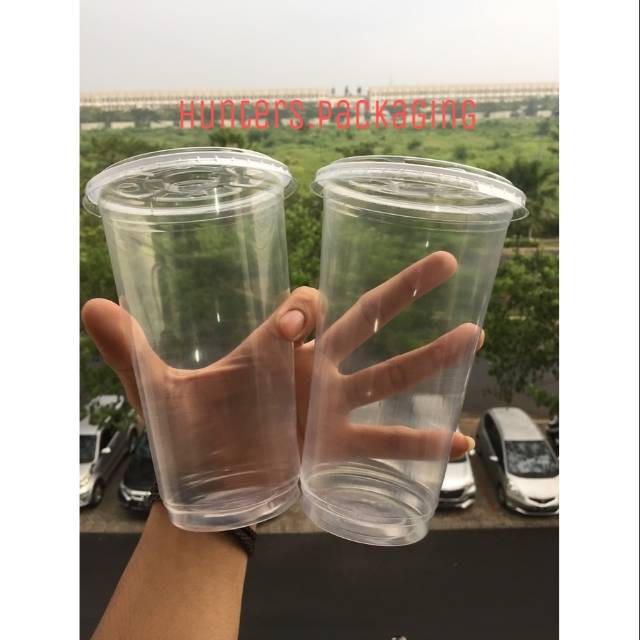 Cup gelas polycup 22oz flat - Cup gelas plastik polycup 22oz tutup flat MINIMAL ORDER KELIPATAN 100