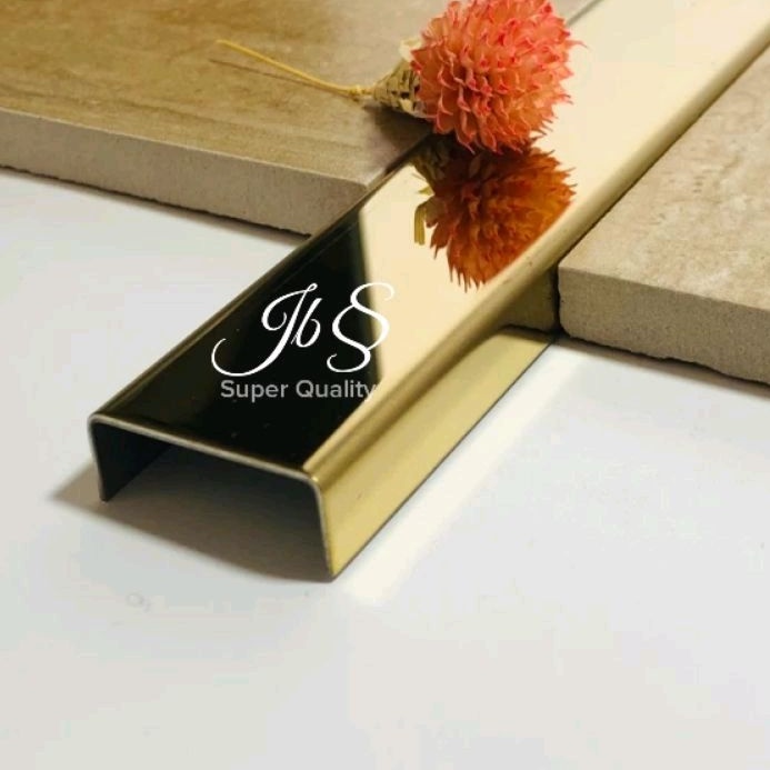 LIST U MIRROR GOLD 10×10×10×3.050MM T. 0,8MM STAINLESS STEEL