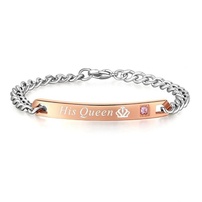 Fancyqube Gelang Desain His Queen Her King Bahan Stainless Steel Untuk Pasangan