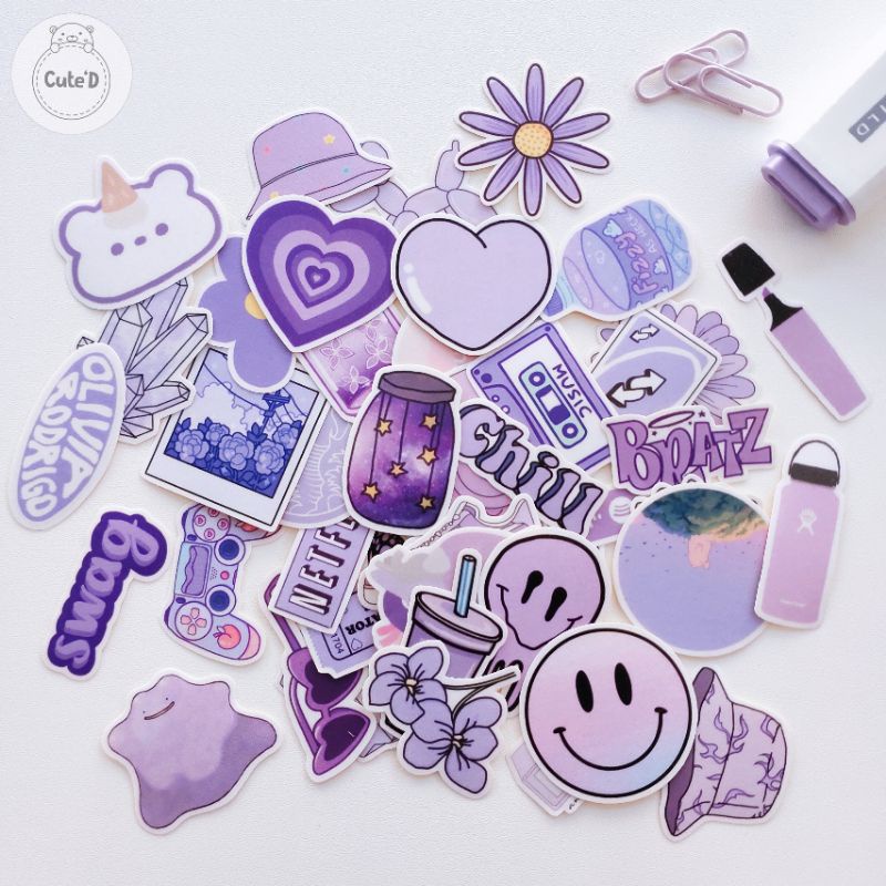 

45+ Set Sticker Tumblr "PURPLE"/ Tahan Air (Tinggal Tempel)