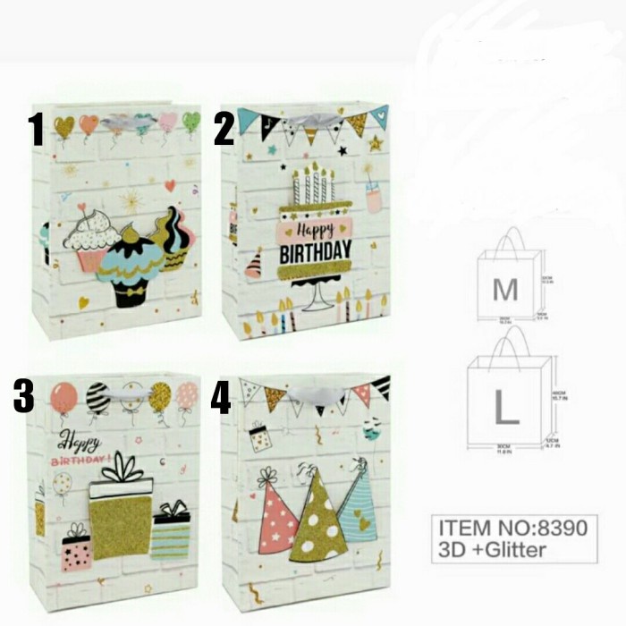 

NEW Paperbag Motif Happy Birthday Glitter - M 4