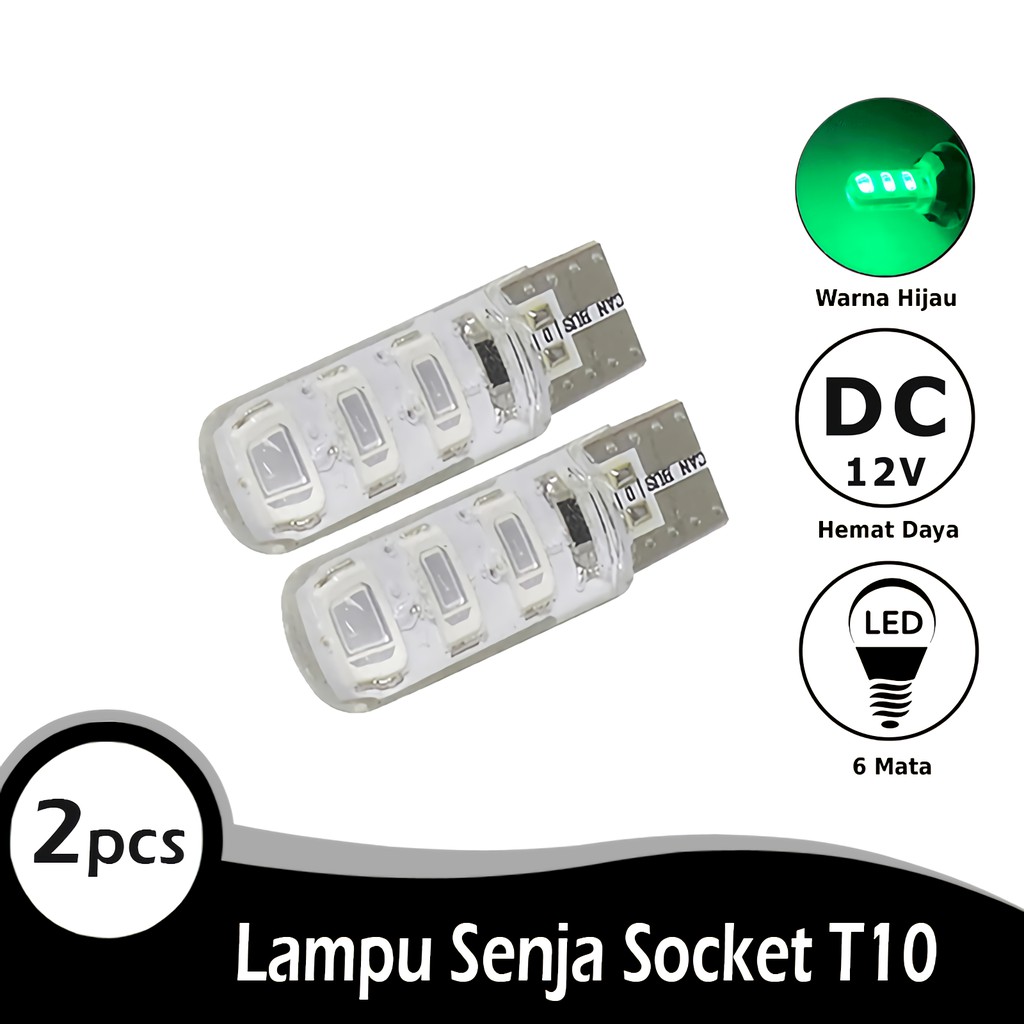 OTOmobil Lampu Senja Racing LED 2 Pcs 6 Mata Bohlam Tancap Mobil Motor CMB02-TE-T10-5730