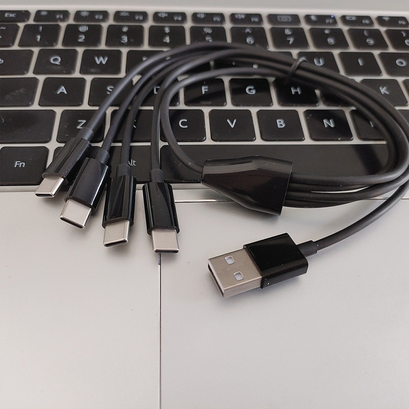 Cre Kabel Spliter Multi USB C 50cm Kabel Cas 4in1 Dengan 4colokan Male Type-C