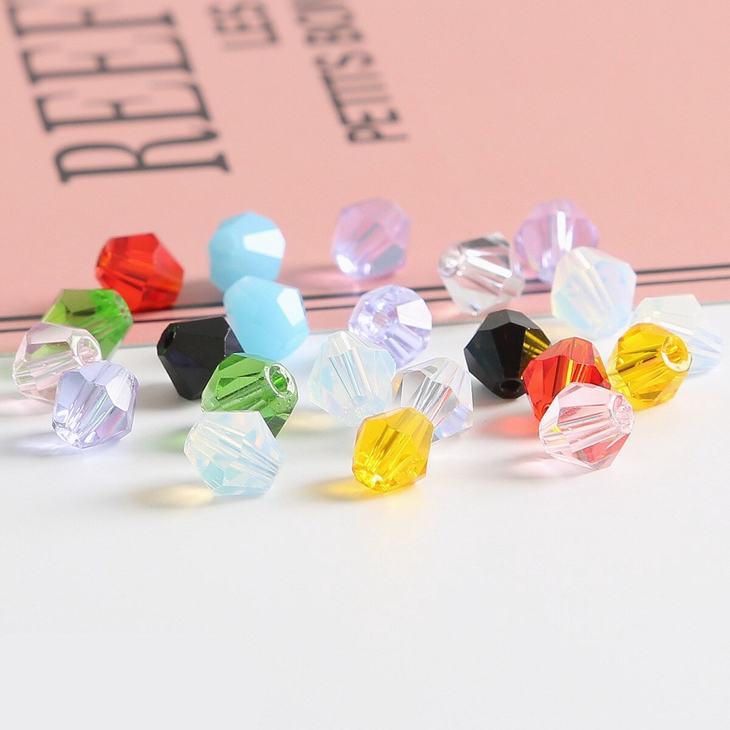 100Pcs Manik-Manik Kristal AB Bicone Austria Ukuran 4mm Untuk Membuat Perhiasan DIY