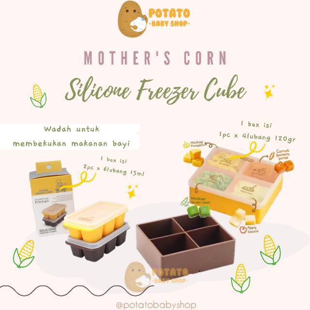 Mother’s Corn Silicone Freezer Cube 1 &amp; 2 pcs - wadah mpasi motherscorn