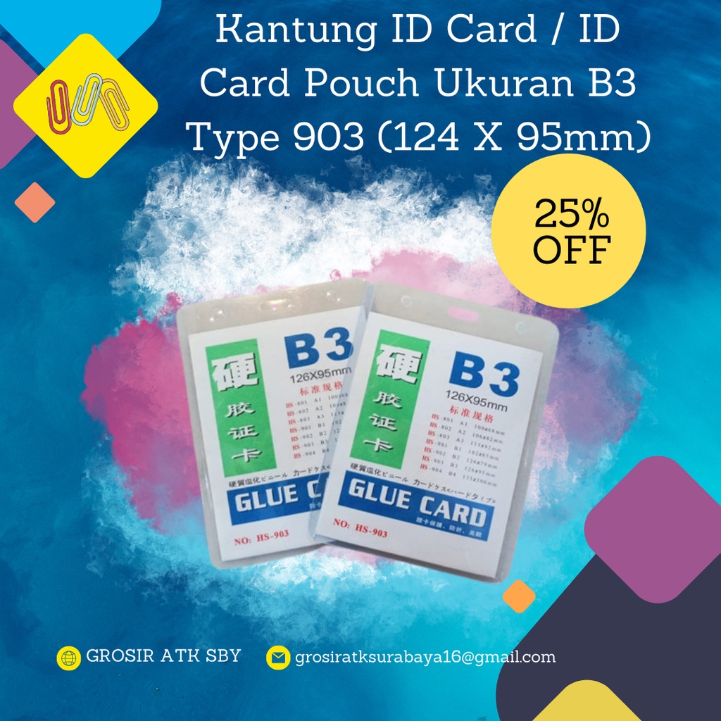 

Kantung ID Card / ID Card Pouch A+Z Bahan Mika Plastik Tebal Ukuran B3 Type 903