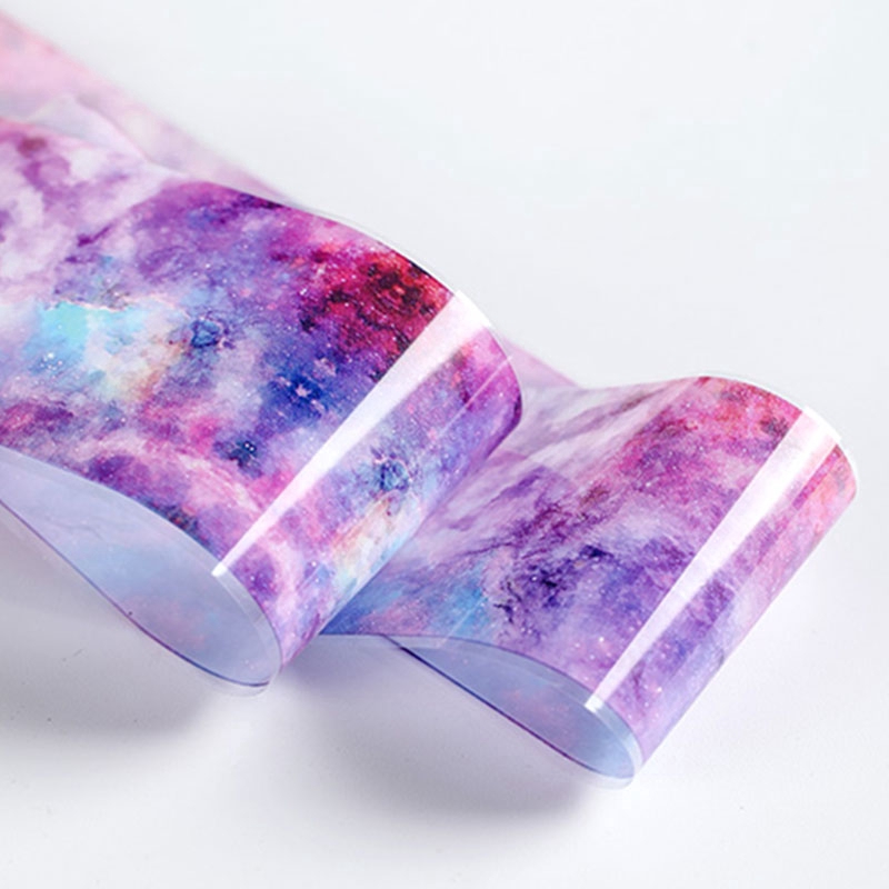 10 Lembar Stiker Kuku Foil Holografik Gradasi Starry Sky Transfer Air Untuk Dekorasi Manicure/Nail Art