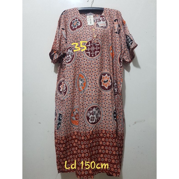 YULI - Daster kencana ungu  L5 JUMBO LD 135-150 CM PB 107 CM BATIK KU LEBEL PUTIH(KUP)-No 35