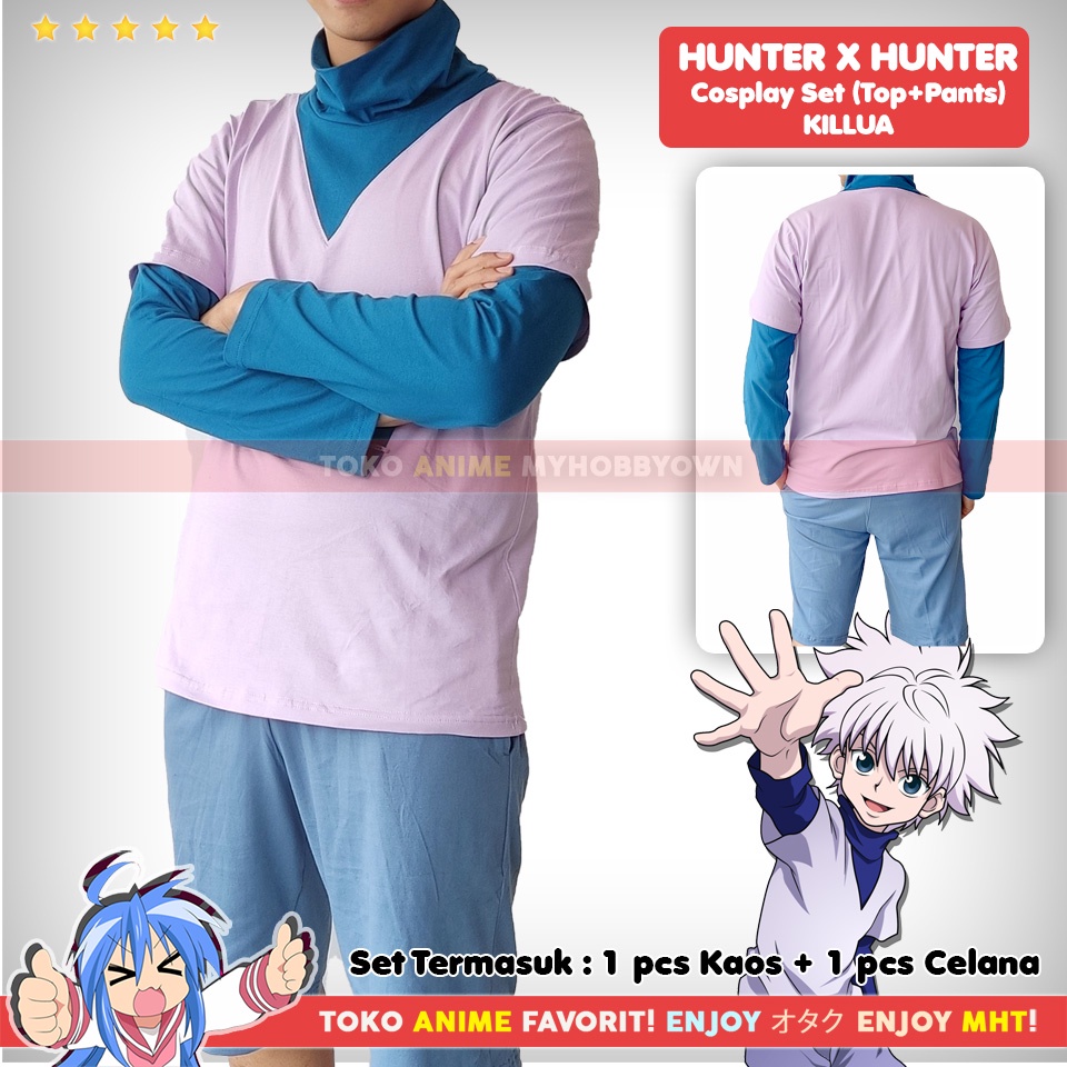 Kostum Anime Set Kaos Celana Hunter X Hunter Killua Zoldyck Cosplay