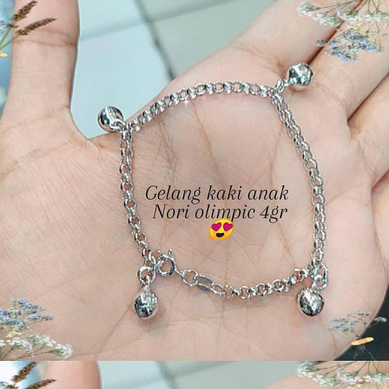 Gelang rantai anak 4 bel S925 / perhiasan perak 925 berlapis emas