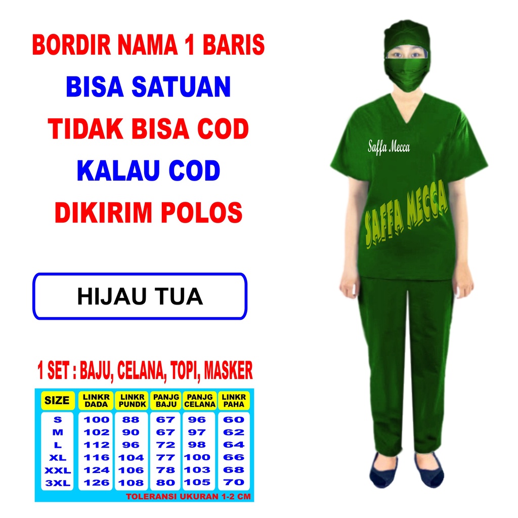 BAJU OKA BORDIR NAMA  / BORDIR NAMA  BAJU OKA / SERAGAM OKA  BORDIR NAMA  / BAJU JAGA / BAJU PERAWAT LENGAN PENDEK TANPA COD