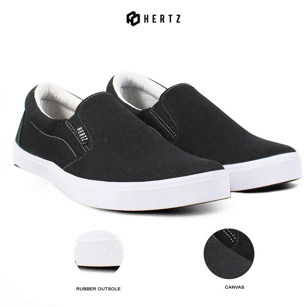 Sepatu Slip On Pria H 3751 AST Brand Hertz Sepatu Casual Kerja Kuliah Hangout Harga Murah Berkualitas Warna Hitam