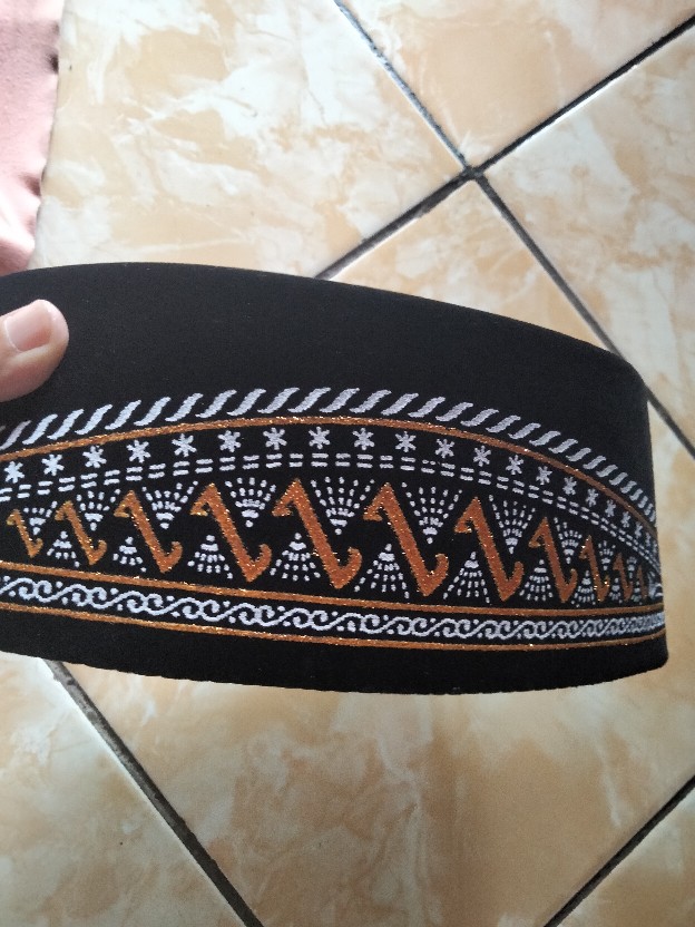 Peci Songkok Kopiah Hitam Motif Batik Kuning Anak Dan Dewasa Murah