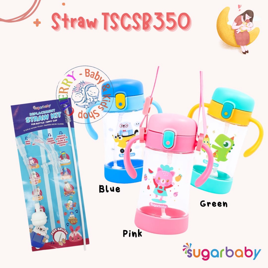 Sugarbaby Tritan Sippy Cup (350 ml) with Silicone Base + Dual Straws CBKS