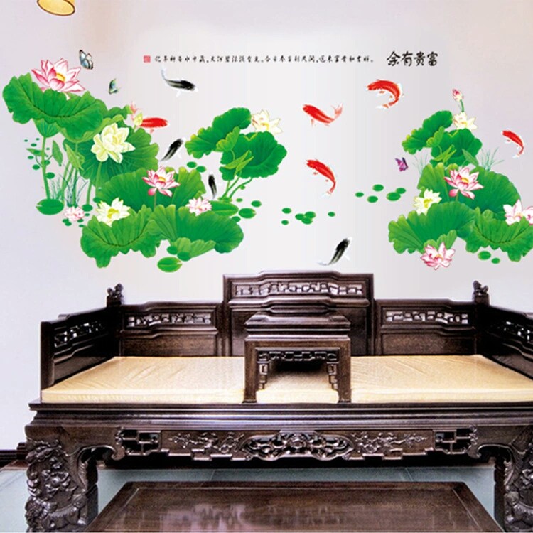 RELIZA WALL STICKER BUNGA  FLOWERS TERATAI  HIJAU IKAN KOI 