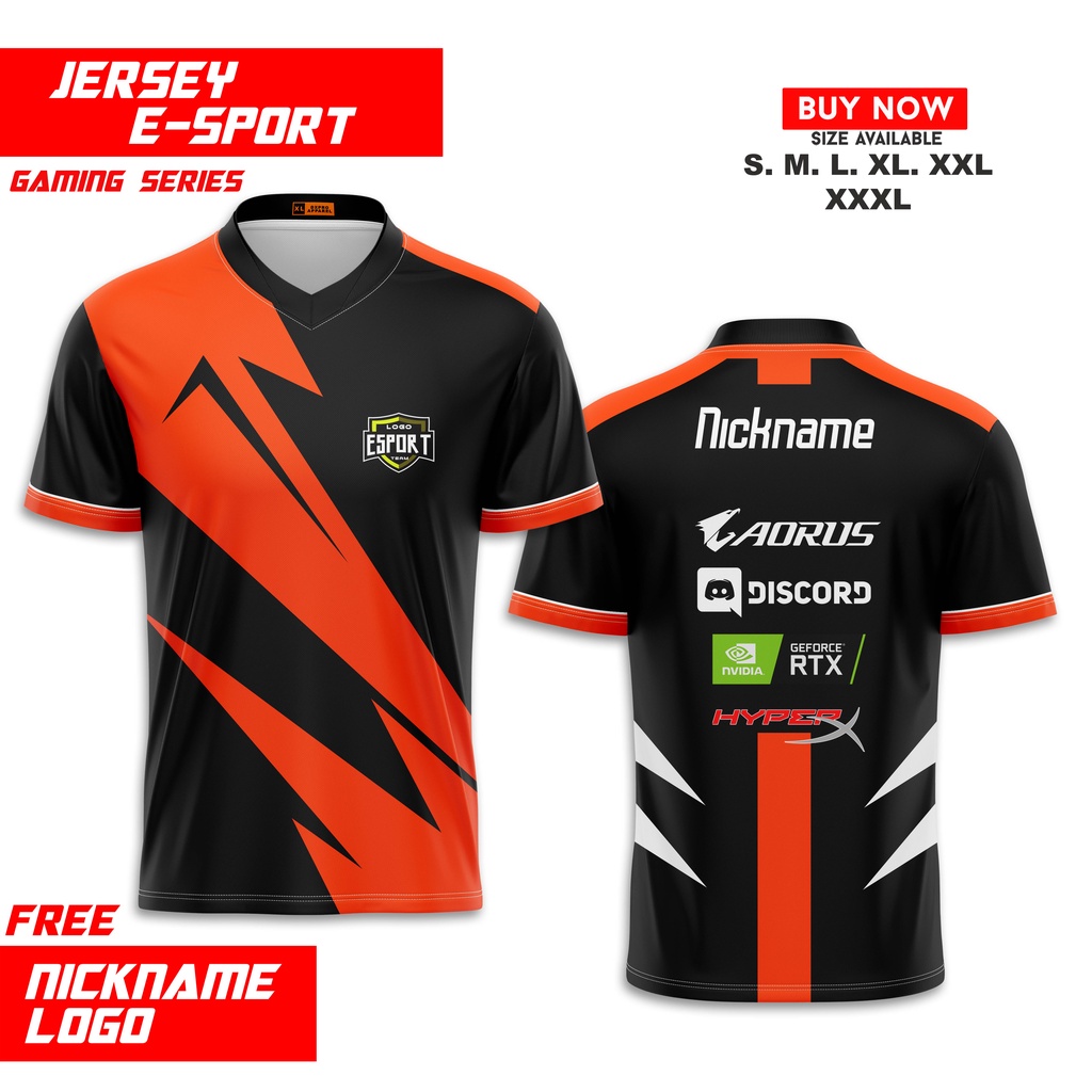 JERSEY TIGER ORANGE BLACK STYLE GAMING (CUSTOM NAMA DAN LOGO)