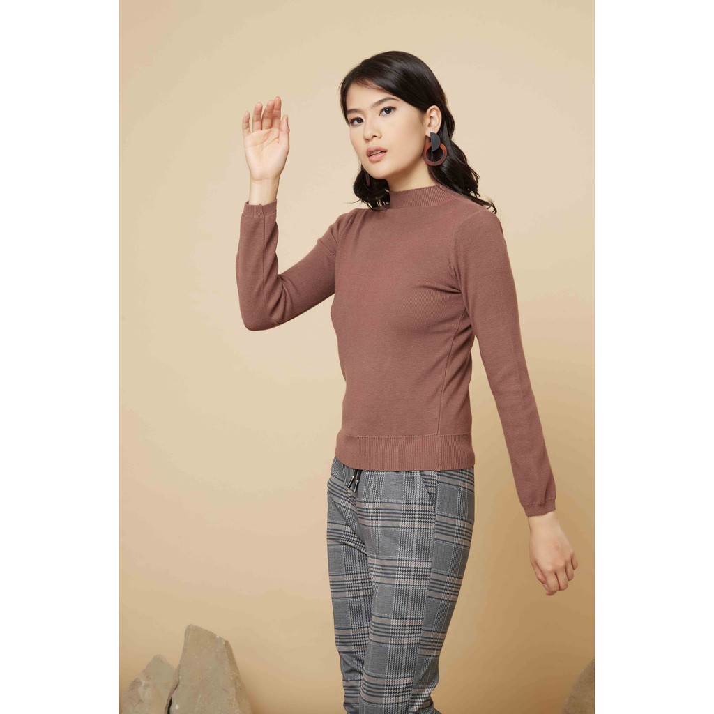 Peach Poppy Milan Top - Atasan Wanita Kaos Sweater Turtleneck Lengan Panjang