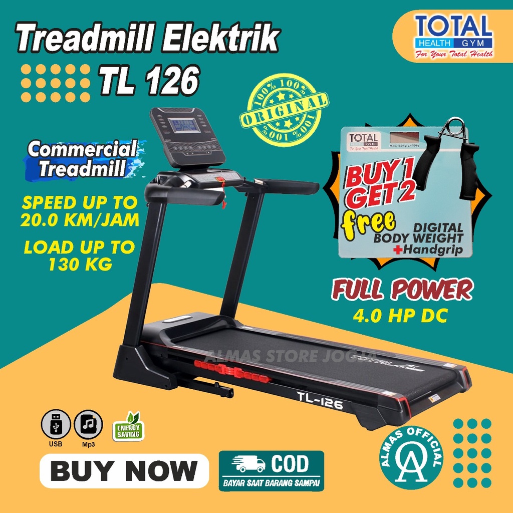 alat treadmill tretmil tradmill olahraga fitness elektrik gym manual fitnes treadmill total TL126| t