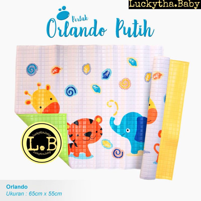 perlak karet bayi Orlando,Jessy PUTIH PRINT / alas ompol water prof (anti air)/ perlak jessy