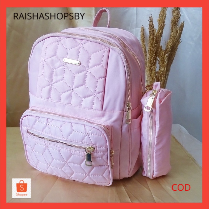 Tas Ransel Wanita Import Tas Parasut Punggung Tas Sekolah Tas Kuliah Tas jalan Gratis dompet kecil