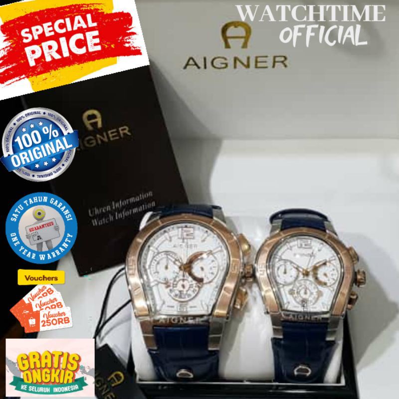 SUPER PROMO  JAM TANGAN PRIA WANITA COUPLE AIGNER ORIGINAL ARLOJI COWOK CEWEK ORI GARANSI