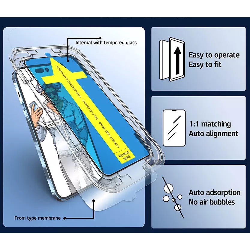 SUPERFIT Tempered Glass iPhone X - 14 Pro Max EASY INSTALL / EASY FIT Tempered