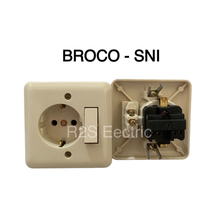 (BROCO 525161) IB Engkel Stop Kontak Arde New Gee Broco / Socket Outlet + Single Switch Broco 525161