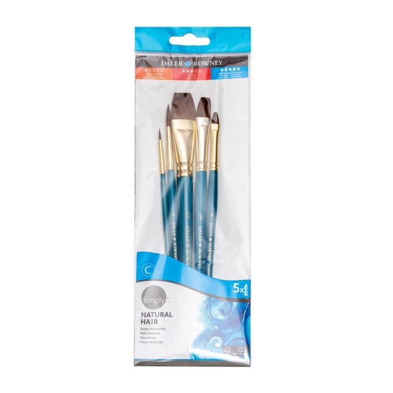 

Daler Rowney Simply Watercolour Natural Brush Set 5pcs