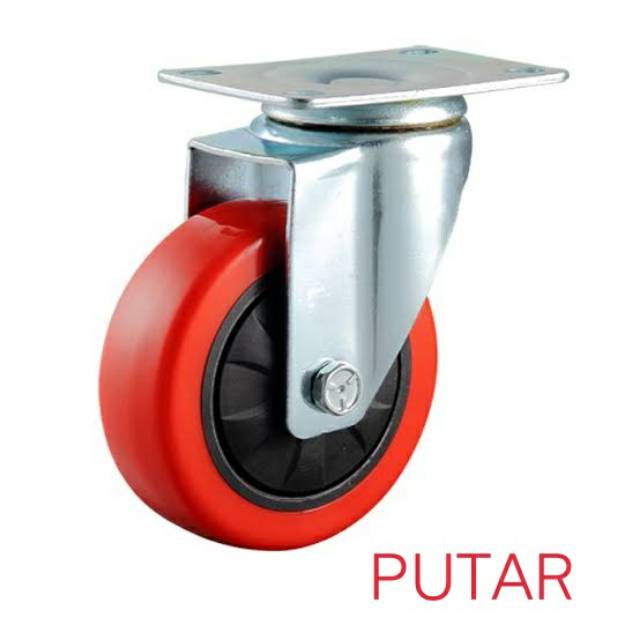 Roda Caster Troli Pu Polyurethane Diameter Inch Per Set Shopee Indonesia