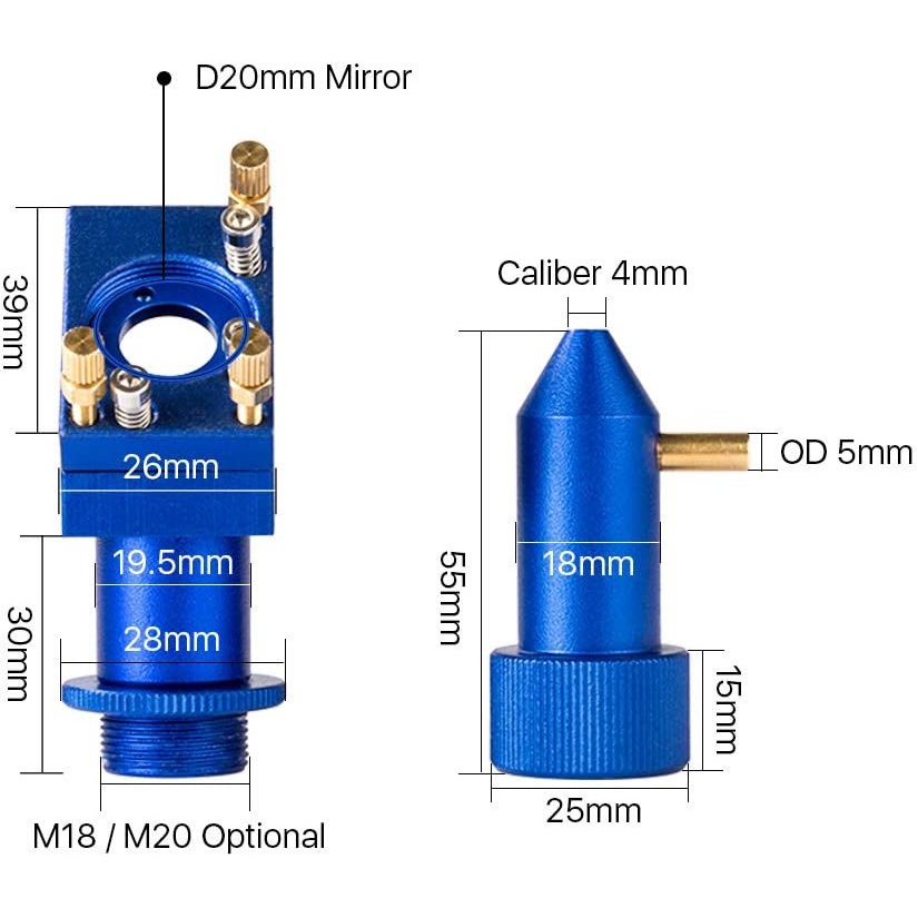 Original Cloudray K Series.V2.0 Type B Matte Blue CO2 Laser Head