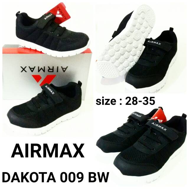 Sepatu sekolah anak cowok cewek Airmax Dakota 009BW sepatu hitamputih sepatu unisex murah danterbaru