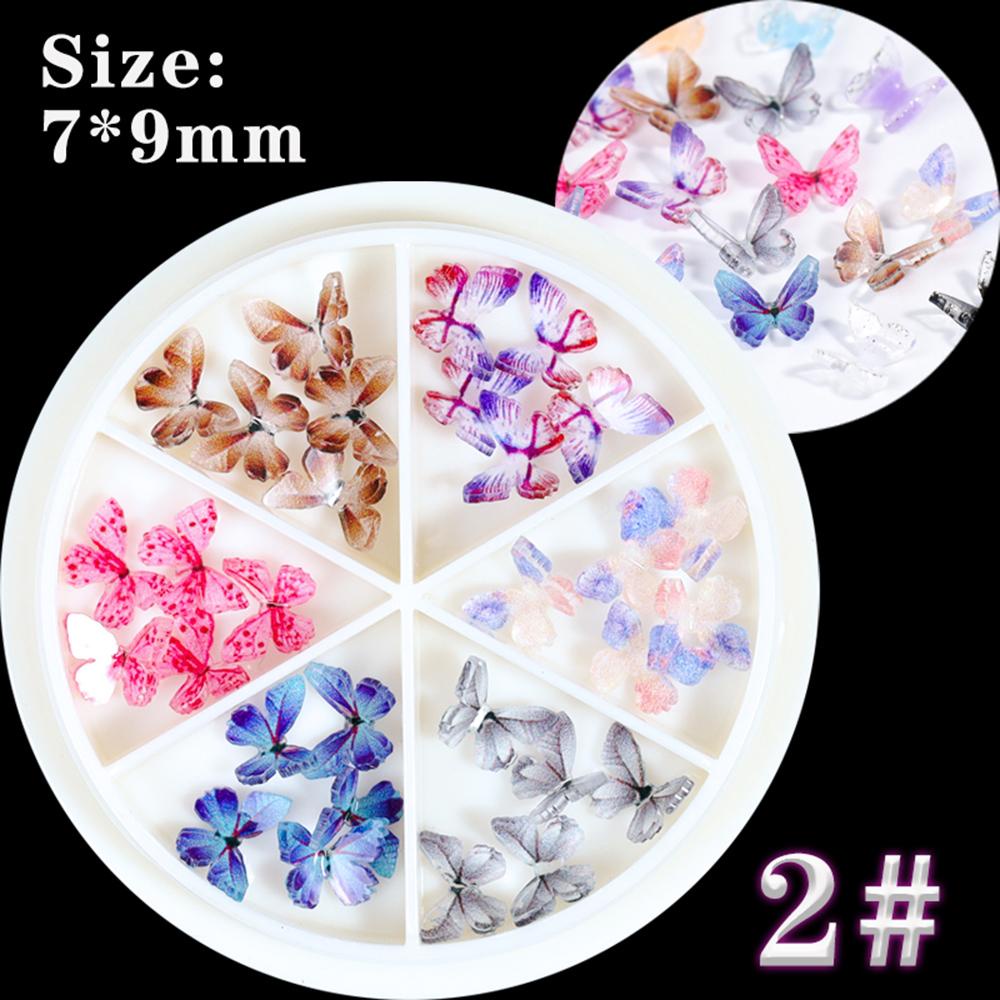 AUGUSTINA Agustin 3D Butterfly Nail Art Dekorasi 30pcs/roda Manikur Elegan Tips DIY Perhiasan Kuku Aneka Kuku Berlian Imitasi