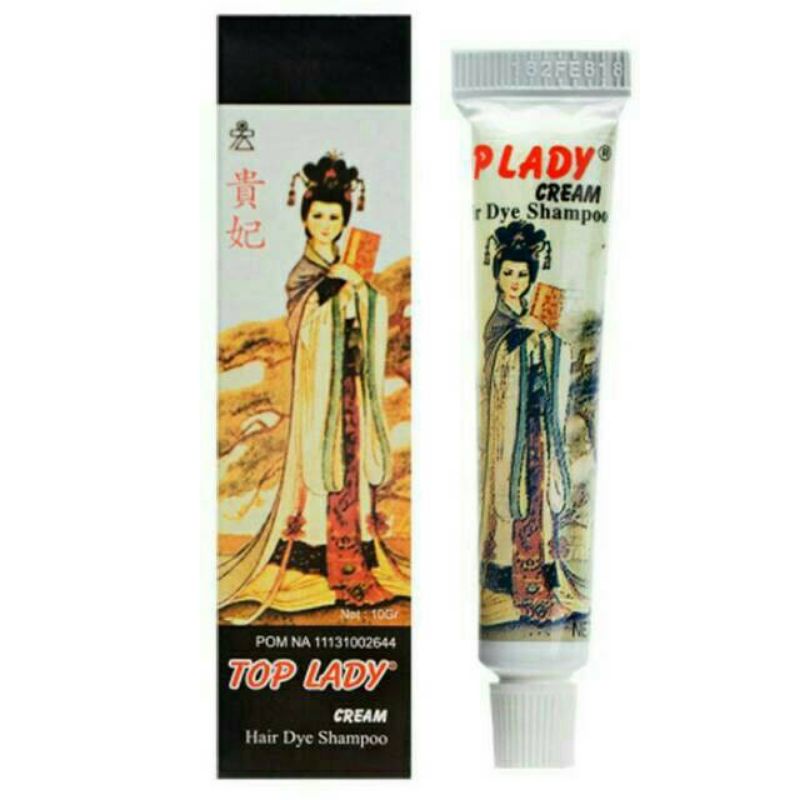 Top Lady Cream Tube Hair Dye Shampoo Black 10gr | Shampo Semir Hitam