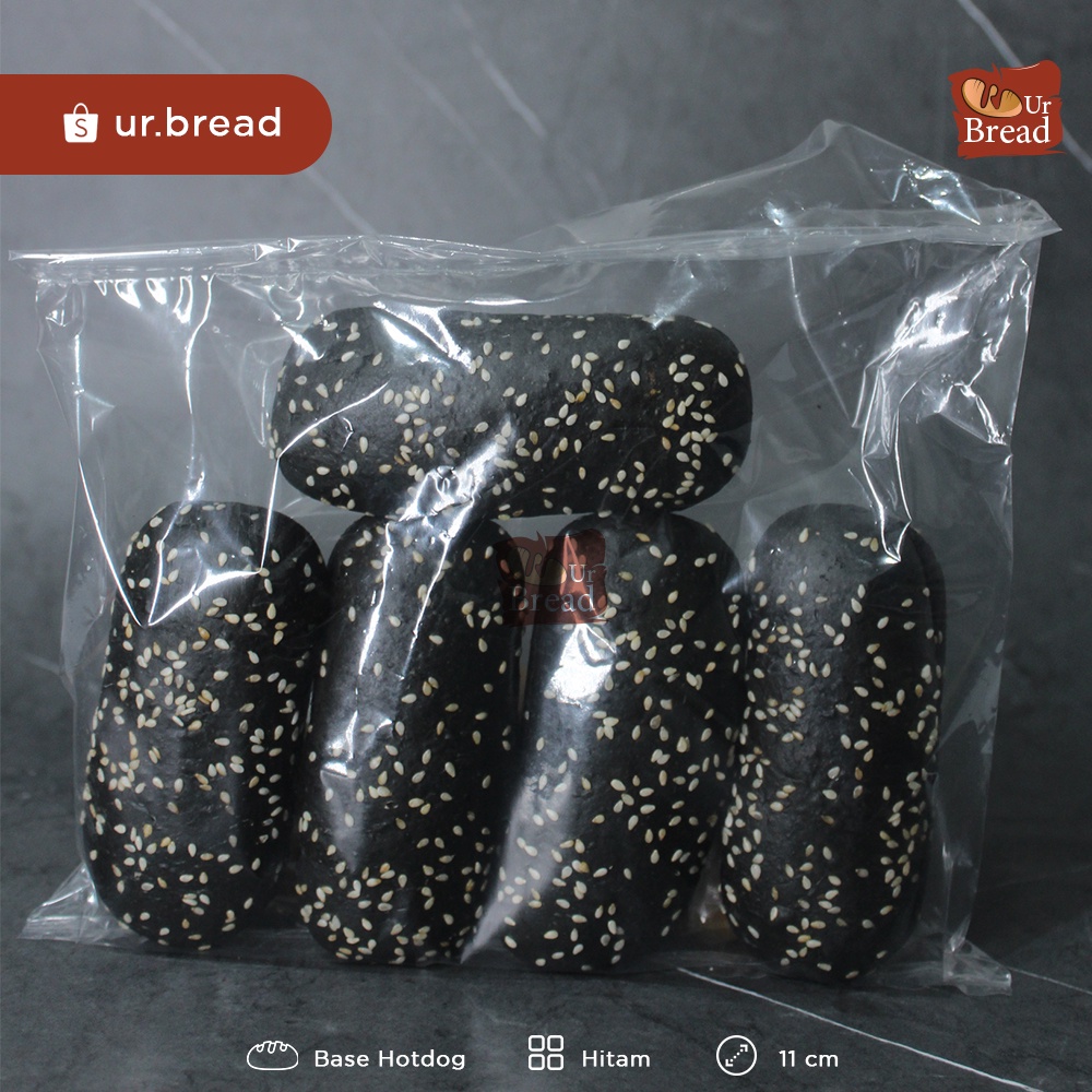 Roti Hotdog Warna Hitam 11cm isi 5 | Base Hotdog (Long Burger) 11cm