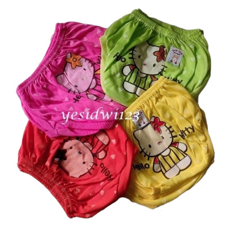 12 PCS CD Celana Dalam Anak Perempuan Cewek Celana Pop Kacamata Motif Hello Kitty Murah Lusinan COD READY