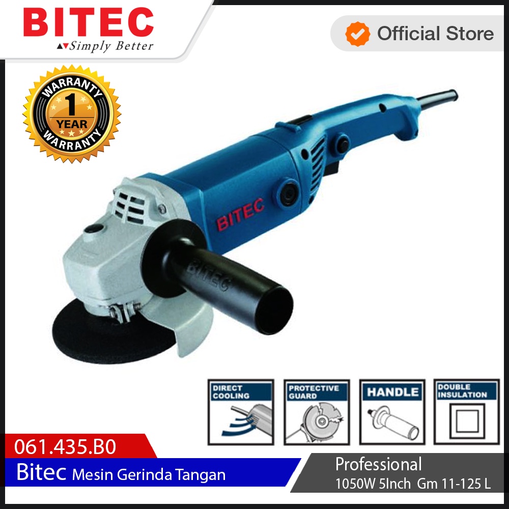 BITEC - MESIN GERINDA TANGAN BESAR / LARGE GRINDER - GM 11-125 L - GARANSI RESMI 1 TAHUN