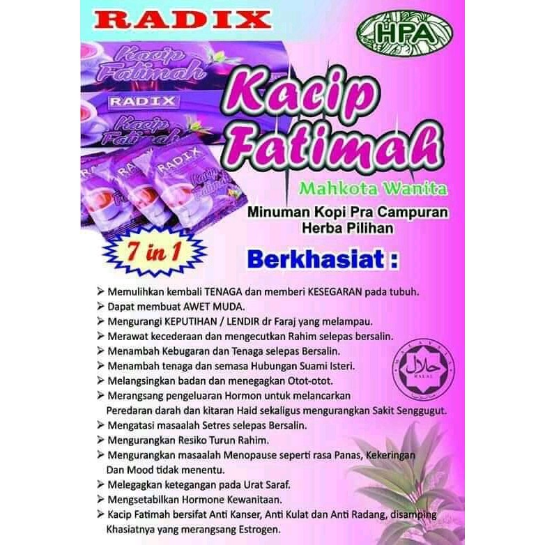 

Kopi Radix hpa kacip fatimah 20 s papan BY kurma muda 1