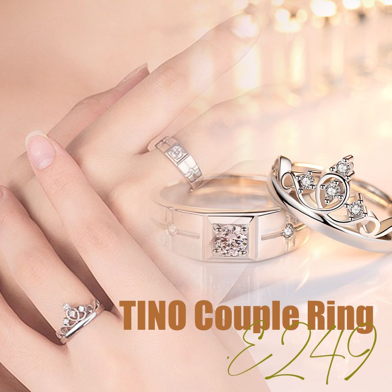TTCR-RRE249 TINO-Tino Set Cincin Couple Titanium Perak 925 Anti karat/Ring Couple Premium/Cincin Tunangan murah