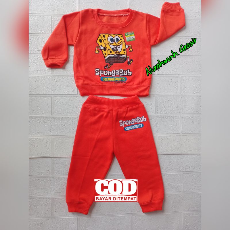Jaket Bayi / Sweater bayi Panjang/ Stelan Bayi motif SPONGEBOB-Orange