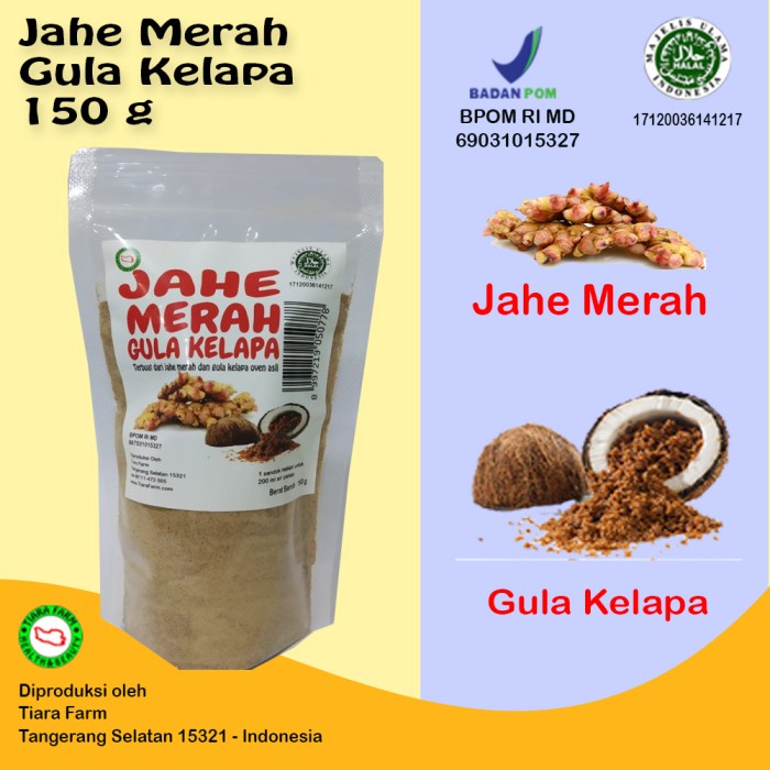 

tradisional-minuman- jahe merah gula kelapa 150 g - tiara farm -minuman-tradisional.