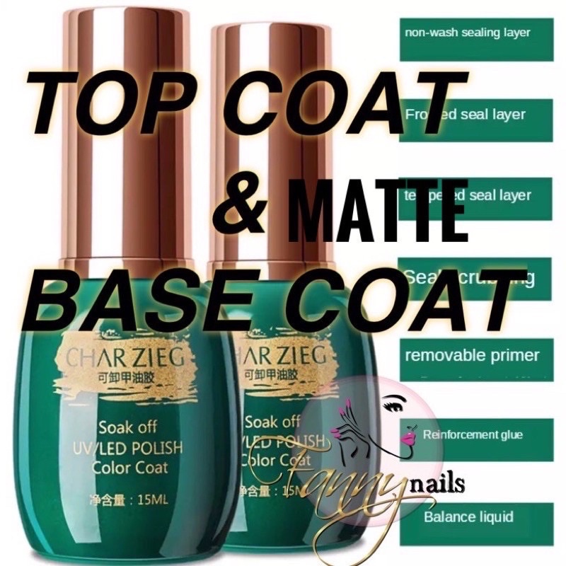 CHARZIEG KUTEK GEL POLISH CHARZIEG TOP COAT BASE COAT CHARZIEG ZIMER TOP COAT CHARZIEG BASE COAT 15ml REINFORCE GEL PRIMER KUTEK GEL TAHAN 2 BULAN NAIL ART GEL POLISH