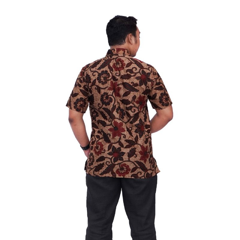 Batik Couple Blouse Batik Wanita Atasan Batik Lengan Serut Hem Batik Pria Lengan Pendek